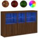 Buffet avec lumières LED chêne marron 162x37x100 cm - Photo n°2