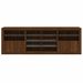 Buffet avec lumières LED chêne marron 202x37x67 cm - Photo n°6