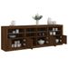 Buffet avec lumières LED chêne marron 202x37x67 cm - Photo n°1