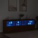 Buffet avec lumières LED chêne marron 202x37x67 cm - Photo n°3