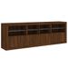 Buffet avec lumières LED chêne marron 202x37x67 cm - Photo n°6