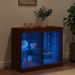 Buffet avec lumières LED chêne marron 81x37x67 cm - Photo n°4