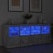 Buffet avec lumières LED gris béton 163x37x67 cm - Photo n°4