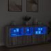 Buffet avec lumières LED sonoma gris 162x37x67 cm - Photo n°1