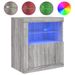 Buffet avec lumières LED sonoma gris 60,5x37x67 cm - Photo n°1