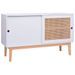 Buffet Blanc 130x40x80 cm MDF et résine tressée - Photo n°1