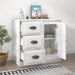 Buffet blanc brillant 70x35,5x67,5 cm bois d'ingénierie - Photo n°3