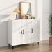 Buffet Blanc brillant 90x34x80 cm Bois d'ingénierie - Photo n°1