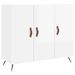 Buffet blanc brillant 90x34x80 cm bois d'ingénierie - Photo n°1