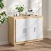 Buffet Blanc et chêne sonoma 92x35x75 cm Bois d'ingénierie - Photo n°1
