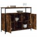 Buffet chêne fumé 100x35x80 cm bois d'ingénierie - Photo n°4