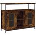 Buffet chêne fumé 100x35x80 cm bois d'ingénierie - Photo n°1