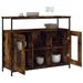 Buffet chêne fumé 100x35x80 cm bois d'ingénierie - Photo n°4