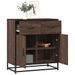 Buffet chêne marron 68x35x76 cm bois d'ingénierie et métal - Photo n°1