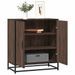 Buffet chêne marron 68x35x76 cm bois d'ingénierie et métal - Photo n°1