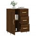 Buffet chêne marron 69,5x34x90 cm bois d'ingénierie - Photo n°4