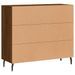 Buffet chêne marron 90x34x80 cm bois d'ingénierie - Photo n°8