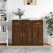 Buffet chêne marron 91x28x75 cm bois d'ingénierie - Photo n°2