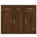 Buffet chêne marron 91x28x75 cm bois d'ingénierie - Photo n°5