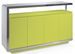 Buffet design 4 portes bois laqué jaune et acier chromé Modena - Photo n°1