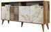 Buffet en bois noyer et blanc effet marbre 4 portes Roma 160 cm - Photo n°1