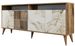Buffet en bois noyer et blanc effet marbre 4 portes Roma 180 cm - Photo n°1