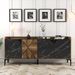 Buffet en bois naturel et noir effet marbre 4 portes Zenyte 180 cm - Photo n°2