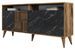 Buffet en bois noyer et noir effet marbre 4 portes Roma 160 cm - Photo n°1