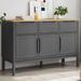 Buffet FLORO gris 114x43x74 cm bois massif de pin - Photo n°2