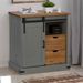 Buffet HALDEN porte coulissante gris 80x40x80 cm bois massif - Photo n°1
