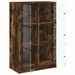 Buffet haut avec portes chêne fumé 68x37x109 cm bois ingénierie - Photo n°6