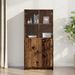 Buffet haut avec portes vieux bois 68x37x142 cm bois ingénierie - Photo n°1