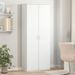 Buffet haut blanc 70x35x180 cm bois d'ingénierie - Photo n°1