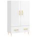 Buffet haut blanc brillant 69,5x31x115 cm bois d'ingénierie - Photo n°1