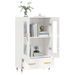 Buffet haut blanc brillant 69,5x31x115 cm bois d'ingénierie - Photo n°4