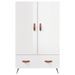 Buffet haut blanc brillant 69,5x31x115 cm bois d'ingénierie - Photo n°6