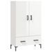 Buffet haut blanc brillant 69,5x31x115 cm bois d'ingénierie - Photo n°1