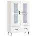 Buffet haut blanc brillant 69,5x31x115 cm bois d'ingénierie - Photo n°1