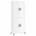 Buffet haut Blanc brillant 69,5x34x180 cm Bois d'ingénierie - Photo n°1