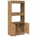 Buffet haut chêne artisanal 63x33x140 cm bois d'ingénierie - Photo n°8