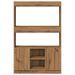 Buffet haut chêne artisanal 92x33x140 cm bois d'ingénierie - Photo n°5