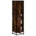 Buffet haut chêne fumé 35,5x35x139 cm bois d'ingénierie métal - Photo n°1