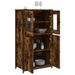 Buffet haut chêne fumé 62x32x106,5 cm bois d'ingénierie - Photo n°4