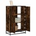 Buffet haut chêne fumé 68x35x106,5 cm bois d'ingénierie métal - Photo n°1
