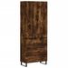 Buffet haut Chêne fumé 69,5x34x180 cm Bois d'ingénierie - Photo n°1