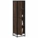 Buffet haut chêne marron 35,5x35x139 cm bois d'ingénierie métal - Photo n°1