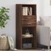 Buffet haut chêne marron 45x42,5x124 cm bois d'ingénierie - Photo n°1
