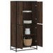 Buffet haut chêne marron 68x35x139 cm bois d'ingénierie - Photo n°1
