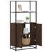 Buffet haut chêne marron 68x35x139 cm bois d'ingénierie métal - Photo n°1