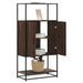 Buffet haut chêne marron 68x35x139 cm bois d'ingénierie métal - Photo n°1